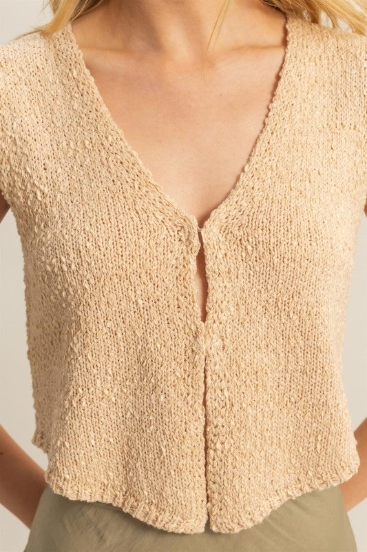 Textured Button Crop Top