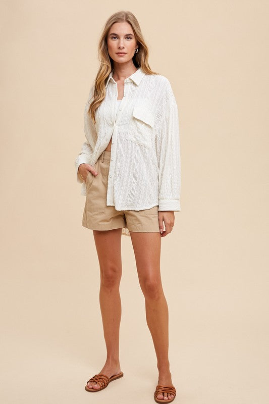 New Arrival: Ivory Textured Button-Up Top