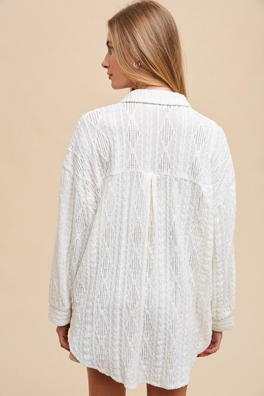 New Arrival: Ivory Textured Button-Up Top