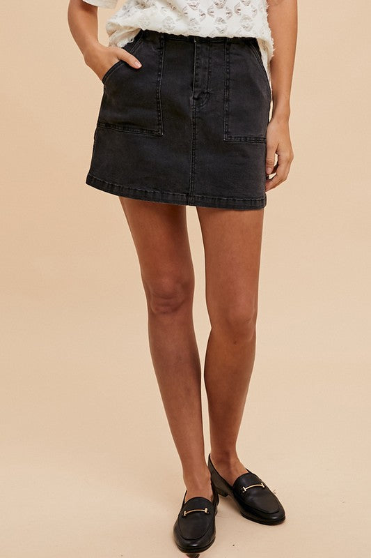 New Arrival: Black Denim Mini Skirt