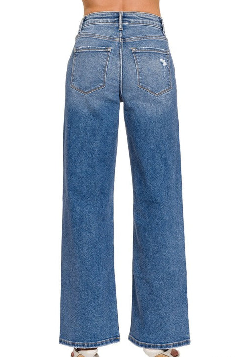 New Arrival: Distressed Wide-Leg Jeans – Medium Wash