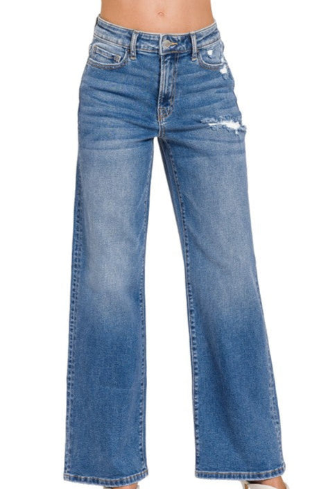 New Arrival: Distressed Wide-Leg Jeans – Medium Wash