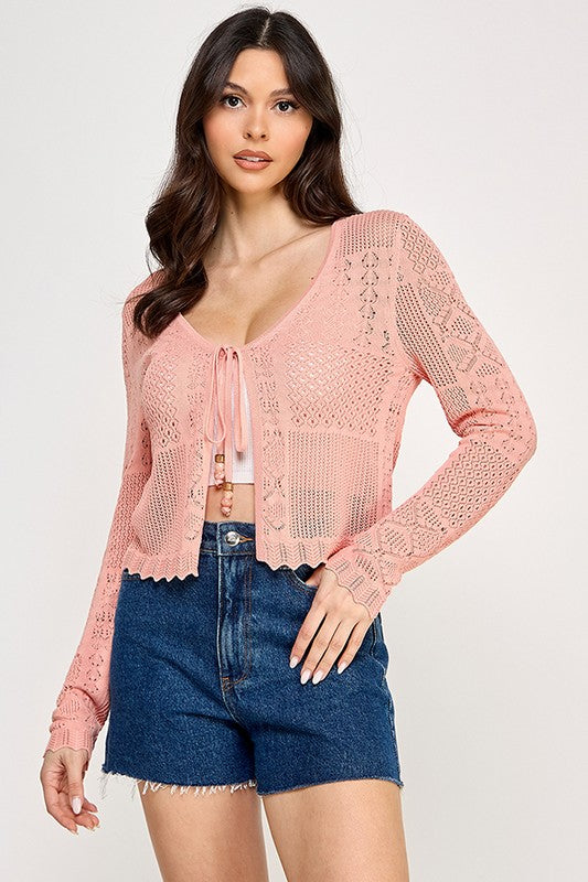 Pink crochet cardigan