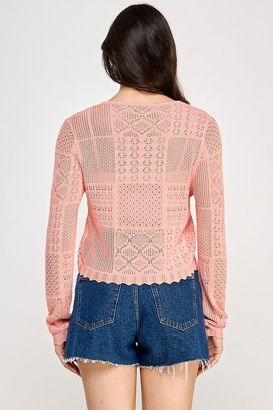 Pink crochet cardigan