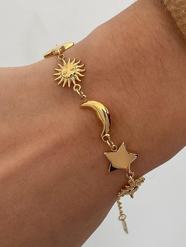 Cielo Dorado Sun, Moon & Stars Bracelet