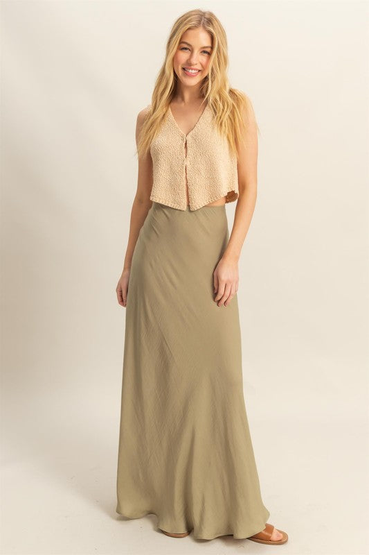 Textured Button Crop Top