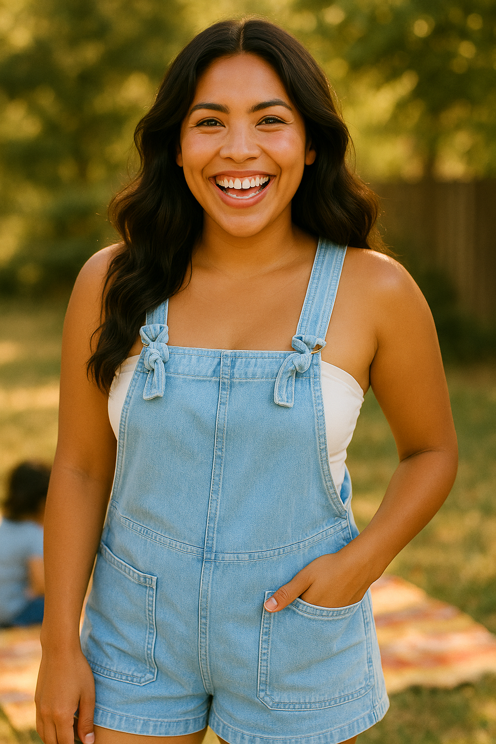 Sunlit Smile - Light Camel Shortalls