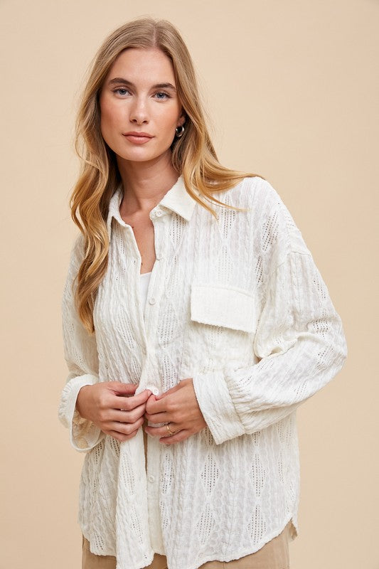New Arrival: Ivory Textured Button-Up Top