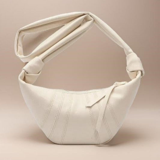Soft Knot Handle Half-Moon Shoulder Bag