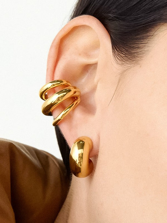 Trilayer C Hoop Ear Cuff