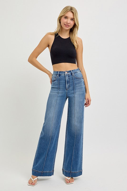 High-Rise Wide Leg Jeans – Vintage Wash