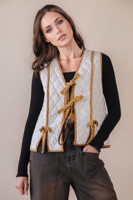Golden Meadow Quilted Woven Vest