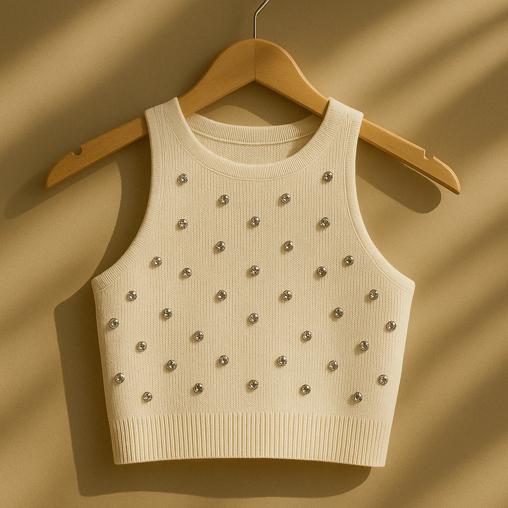 Luna Rhinesone Knit Crop Tank